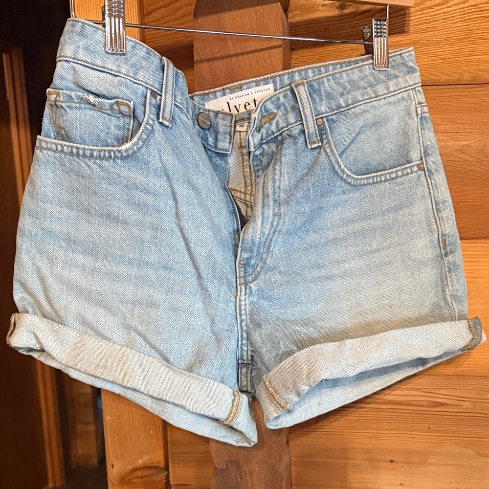 Velvet by Graham & Spencer Light Blue Rolled Hem Denim Shorts